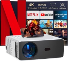 Smart Projector 4K 1080P Proiector WiFi5 20,000 Lumeni Stick/HDMI/USB/AV/Laptop/iPhone/Android