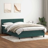vidaXL Pat box spring cu saltea, verde &icirc;nchis, 160x220 cm, catifea 3316362