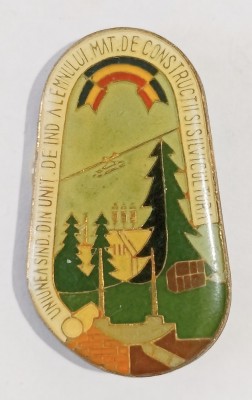 INSIGNA UNIUNEA SIND DIN UNIT DE IND A LEMNULUI MAT DE CONSTRUCTII SI SILVICULTURA UGSR SINDICAT SINDICATELOR INDUSTRIE ( CITITI DESCRIEREA ) foto