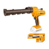 Pistol silicon INGCO CCGLI2001, 20V, Li-Ion, forta impingere 2000N, viteza aplicare 0.5-4.4mm/s, curent fara sarcina 0.35A, compatibil P20S