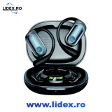 Casti Wireless Open-Ear VU-TEK Q17 AirConduction, Bluetooth 5.4, Sunet 3D, Autonomie 80h, Microfon HD, Rezistente la Apa IPX5, Sapphire Blue