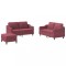 Set canapea cu perne, 3 piese, rosu vin, material textil