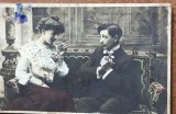 CPISTR5 Carte postala veche Franta 1905 - Scena romantica Belle Epoque, timbru Semeuse