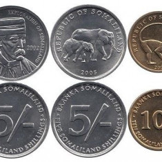SOMALILAND █ SET DE MONEDE █ 1 + 5 + 5 + 10 + 20 Shillings █ 1994-2005 █ UNC