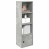 Biblioteca Gossi Gri Beton 31x24x102 cm Lemn Prelucrat Rafturi Multiple Dulap Usa Flexibila Depozitare Carti Living