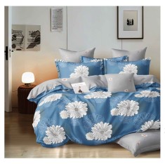 Lenjerie pat dublu,bumbac finet,6 piese,cearceaf cu elastic 180x200cm, cearceaf pilota 200x230cm, 2 fete de perna 50x70, 2 fete de perna 70x70-A1116