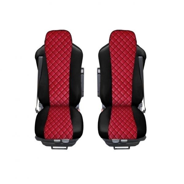 Huse pentru MAN TGX 2015-2021 Camioane Negru Rosu Piele LHD