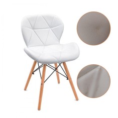 Scaun bucatarie, lemn natur, design scandinav, alb, RESIGILAT
