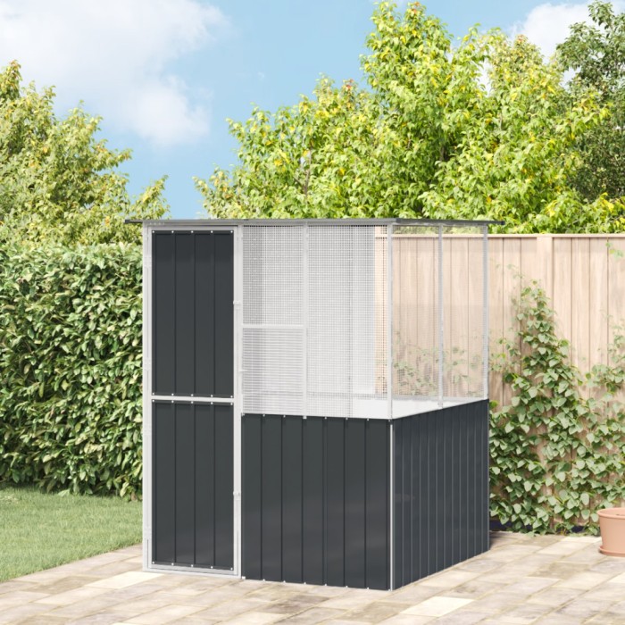 vidaXL Cușcă pentru păsări Antracit 154 x 154 x 200 cm Oțel galvanizat