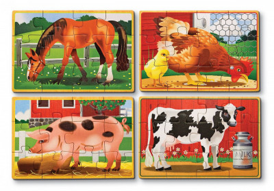 Set 4 puzzle lemn in cutie Animale domestice Melissa and Doug foto