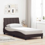 Cumpara ieftin Cadru de pat fără saltea, maro &icirc;nchis, 80x200 cm, textil