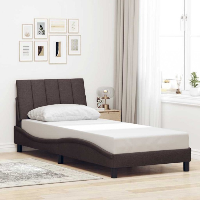 vidaXL Cadru de pat fără saltea, Hanko, maro &icirc;nchis, 80x200 cm, textil 3310352