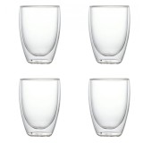 Set 4 Pahare din sticla Borosilicata cu pereti dubli, 350 ml x 4