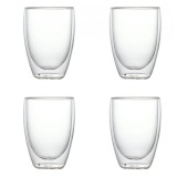 Set 4 Pahare din sticla Borosilicata cu pereti dubli, 350 ml x 4