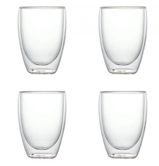 Set 4 Pahare din sticla Borosilicata cu pereti dubli, 350 ml x 4