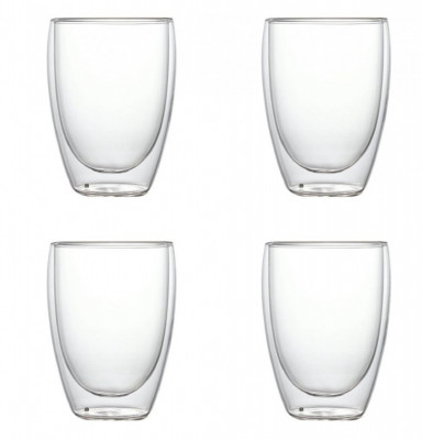 Set 4 Pahare din sticla Borosilicata cu pereti dubli, 350 ml x 4 foto