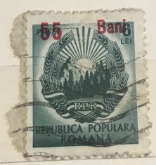 Timbre Romania Timbru Supratipar RPR 6 lei 55 bani