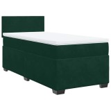 Cumpara ieftin Pat box spring cu saltea, verde inchis, 100x200 cm, catifea