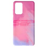 Husa Silicon Watercolor Samsung Galaxy A72, Purplish Red, Protectie Premium