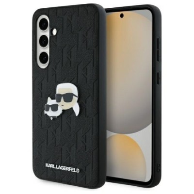 Husa Samsung Galaxy S24 FE - Karl Lagerfeld Hardcase Leather (KLHCS24FEPGKLKCPK) - Monogram Karl&amp;amp;Chaoupette Head Pin foto