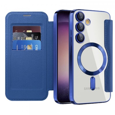 Husa MagSafe pentru Samsung Galaxy S23+ S916, Techsuit, SmartMag Book, Albastra foto