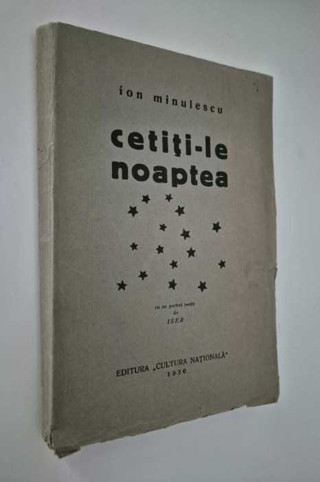 Carte veche 1930 Ion Minulescu Cetiti-le noaptea portret Iosif Iser