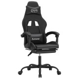 Cumpara ieftin Scaun de gaming cu suport picioare, negru, piele ecologica