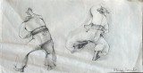 Lot 10 lucrări / studii vechi Elmar FARSCH, artist rom&acirc;n stabilit &icirc;n Germania, anii 70, de diferite dimensini, majoritatea 38x29, tus + creion