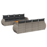Cumpara ieftin Set canapele de gradina, 9 piese, cu perne, gri, poliratan
