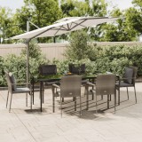 VidaXL Set mobilier de grădină cu perne, 7 piese, negru/gri, poliratan