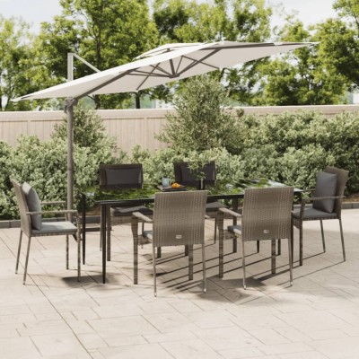 Gossi set mobilier de gradina cu perne, 7 piese, negru/gri, poliratan foto