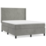Cumpara ieftin Pat box spring cu saltea, gri deschis, 140x200 cm, catifea