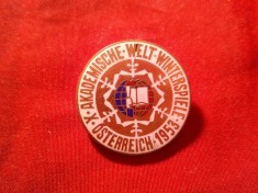 Insigna Austria - Concurs Sporturi de Iarna Studentesti 1953 , d=2,8cm foto