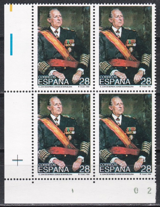 Spania 1993 - Moartea lui Don Juan de Borbon, 1913-1993, Bloc de 4, MNH