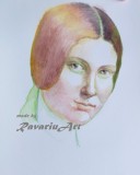 G8. Lucrare de grafica dupa La belle feronierre de Leonardo Da Vinci, Hartie A4, Portrete, Pastel, Realism, RavariuArt
