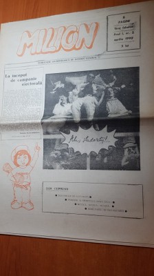 ziarul milion aprilie 1990-anul 1,nr. 2-publicatie studenteasca foto