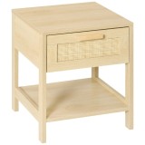 HOMCOM Noptieră Modernă din MDF, Design cu Sertar și Raft pentru Depozitare, 40x40x48 cm, Culoare Lemn Natur | Aosom Romania