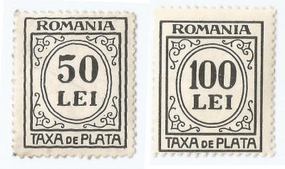Romania, LP IV.18/1942, Taxa de plata format mic, model 1911, valori mari, MNH foto