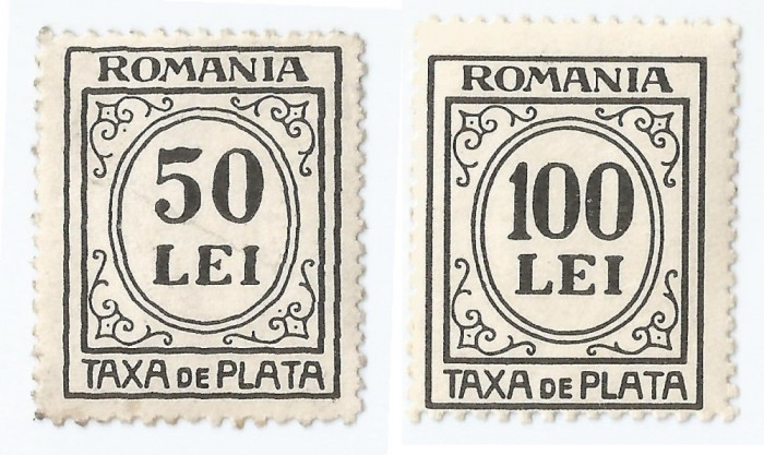 Romania, LP IV.18/1942, Taxa de plata format mic, model 1911, valori mari, MNH