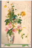 CPIB 23945 - CARTE POSTALA - FELICITARE - VAZA CU FLORI, GERMANIA, CIRCULATA, 1902, STAMPILE, TIMBRU