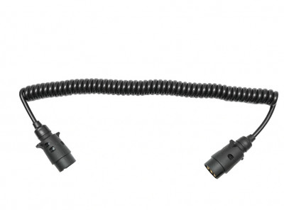 Cablu spiral 2.5m cu 2 stechere tata din plastic, 7 pini pentru priza auto remorca DISGB95 Automotive TrustedCars foto