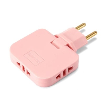 Adaptor Triplu Stecher Pentru Priza Techstar&amp;reg; TS-A3 Cu Rotire 180&amp;deg;, 250V, 10A, Compatibil EU/US, Roz foto