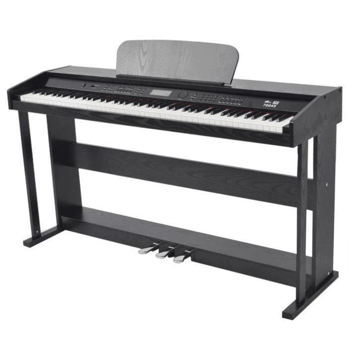 Pian digital cu 88 de clape, cu pedale, placă melamină, negru