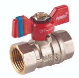 Robinet de trecere cu bila Ferro F-Comfort, alama, filet interior-interior, 3/4&quot;, PN20, maner fluture