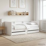 Cumpara ieftin Daybed cu sertar cu raft cu headboard Alb Lemn prelucrat