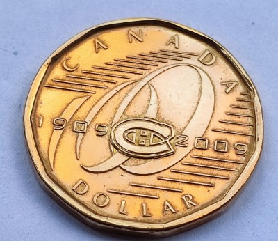 105. Moneda Canada 1 dollar 2009 (100th Anniversary of the Montreal Canadiens) foto