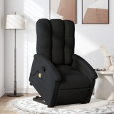 vidaXL Fotoliu rabatabil de masaj, cu ridicare, negru, material textil