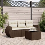 Gossi set canapele de gradina, 4 piese, cu perne, maro poliratan maro