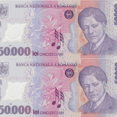 ROMANIA 2 X 50000 LEI 2001(2004) CONSECUTIVE UNC