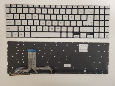 Tastatura Laptop, Asus, VivoBook 15 M1503Q, X1502ZA, X1502VA, M1502Z, M1502ZA, iluminata, argintie, layout US foto
